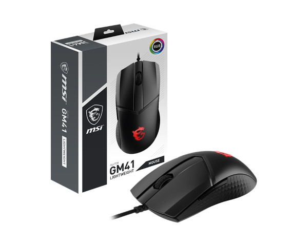 MSI Clutch Lightweight GM41 Wired Gaming Mouse - Black --65grams