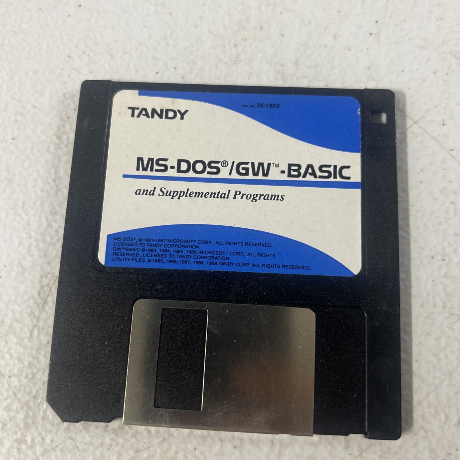 Tandy MS-DOS GW-BASIC 3.5" Floppy Disk 25-1602 for Tandy 1000 TL/2 - RARE