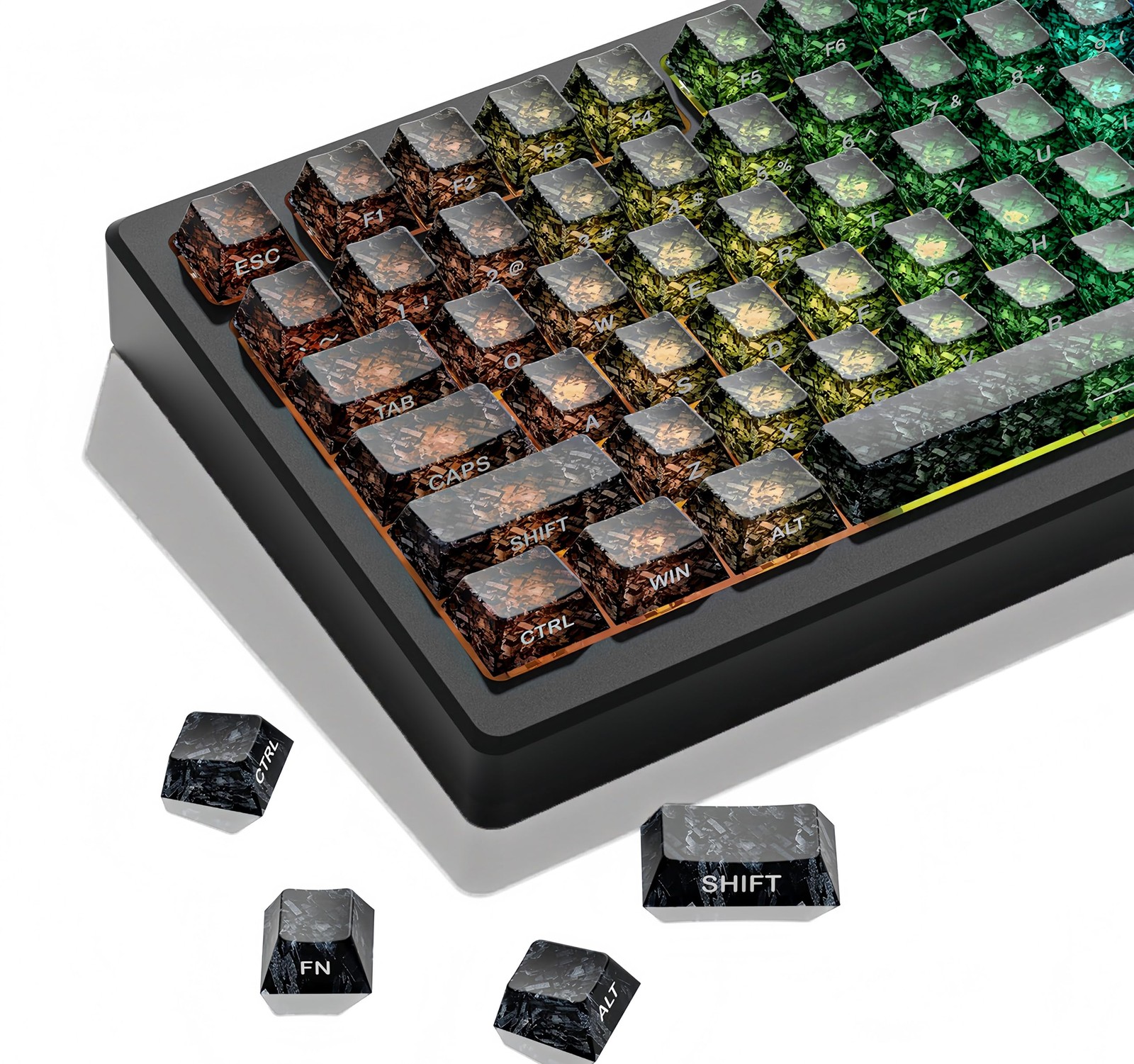 Transparent Carbon Fiber Pattern PC Cherry Profile Keycap Shine Through 106 Key