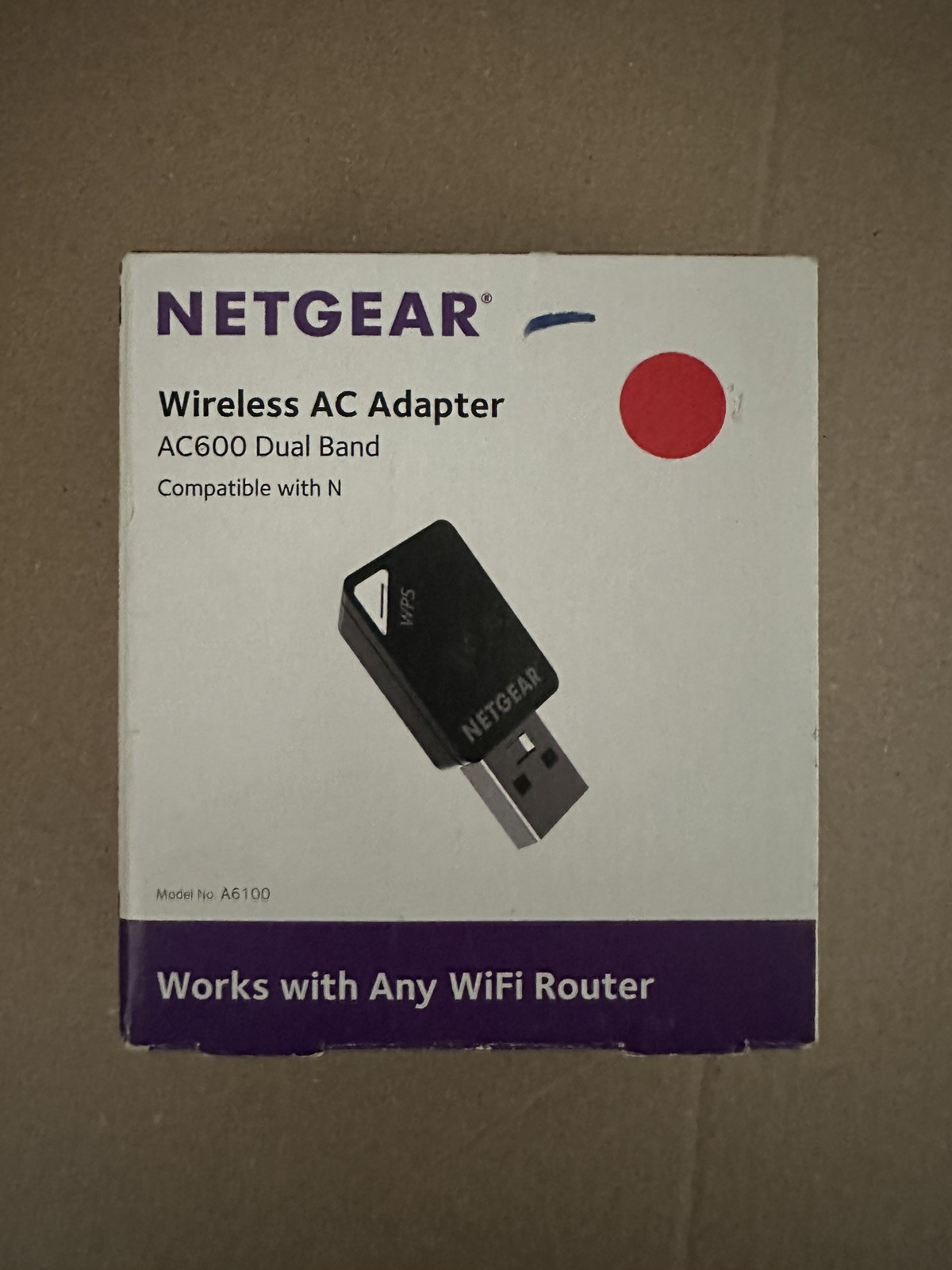 NETGEAR AC600 Dual Band Wireless AC Adapter Model Number A6100 Open Box