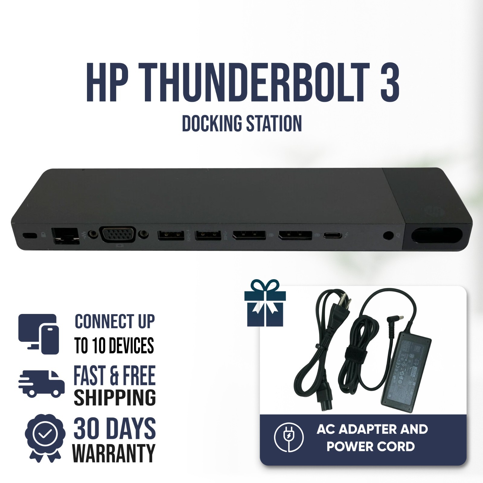 HP HSTNN-CX01 Thunderbolt 3 Docking Station for EliteBook ZBook Laptops w/ AC