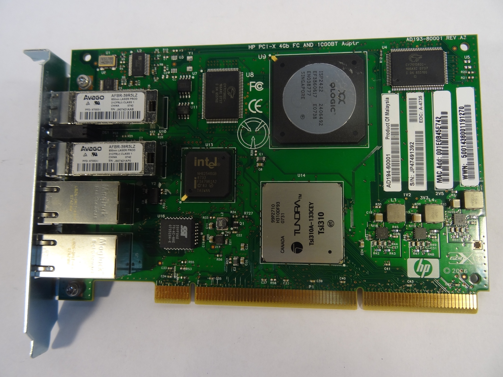 AD194 AD194-60001 HP PCI-X 2-PORT 4GB FC AND 2-PORT 1000BT ADAPTER