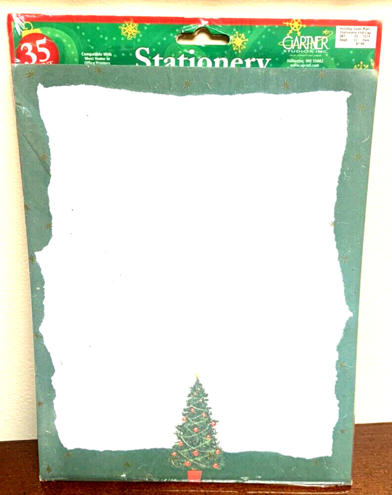 Traditional Merry Christmas Tree Classic Green Computer Letter Paper - 35 Sheets