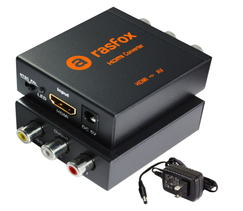 Rasfox Powered HDMI to AV/RCA Converter with Power Adapter
