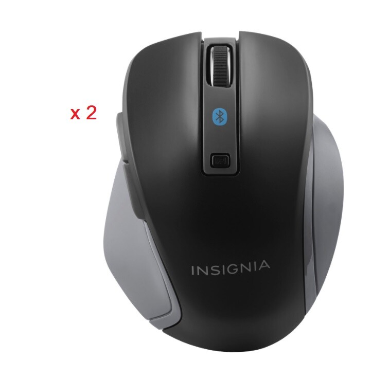 Lot of 2x Insignia Bluetooth Blue Trace Mouse - Black NS-PNM3B8BK-C