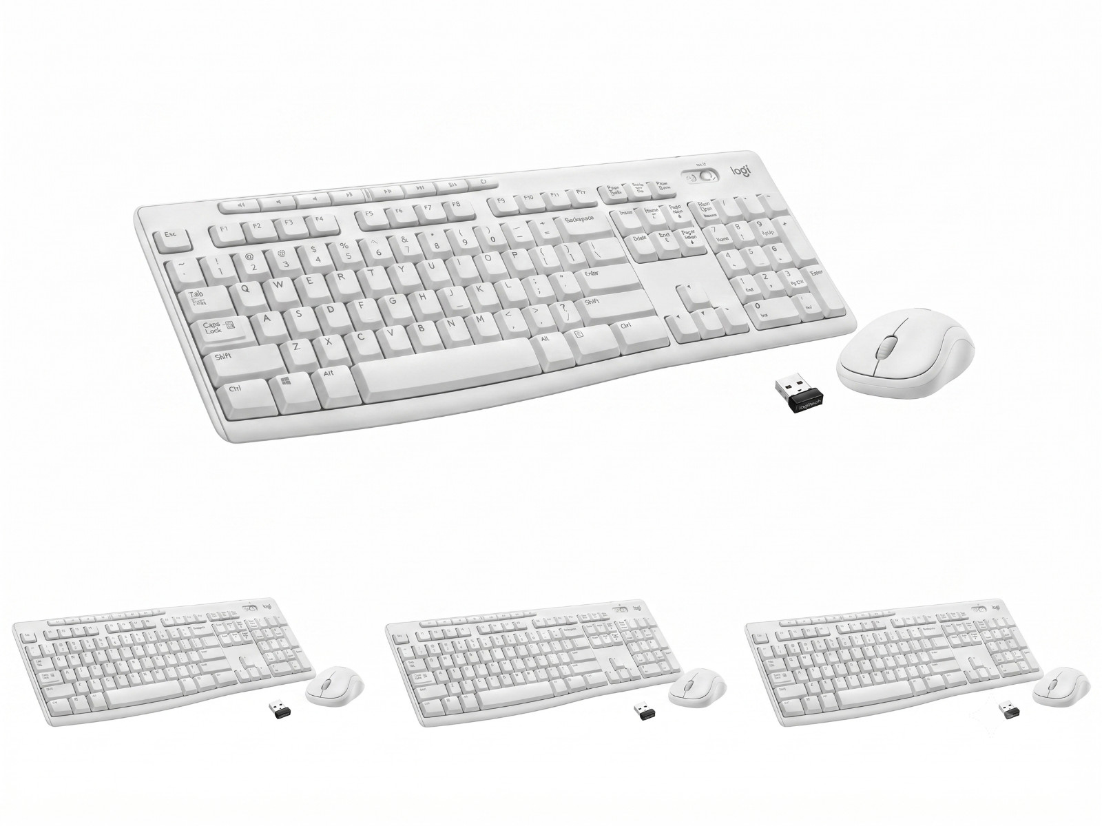 LOT OF 4 Logitech MK270 Wireless Keyboard & Mouse Combo for Windows 2.4GHz White