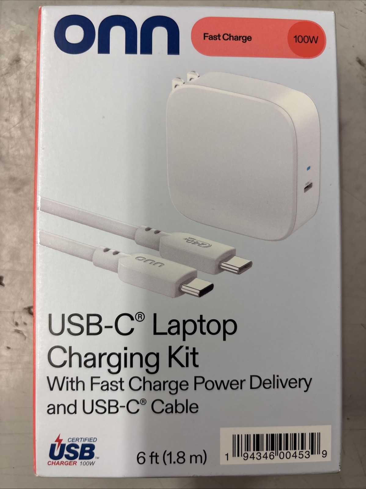 ONN 100W Fast Charge USB-C Laptop Charging Kit With Fast Charge Power Delivery 