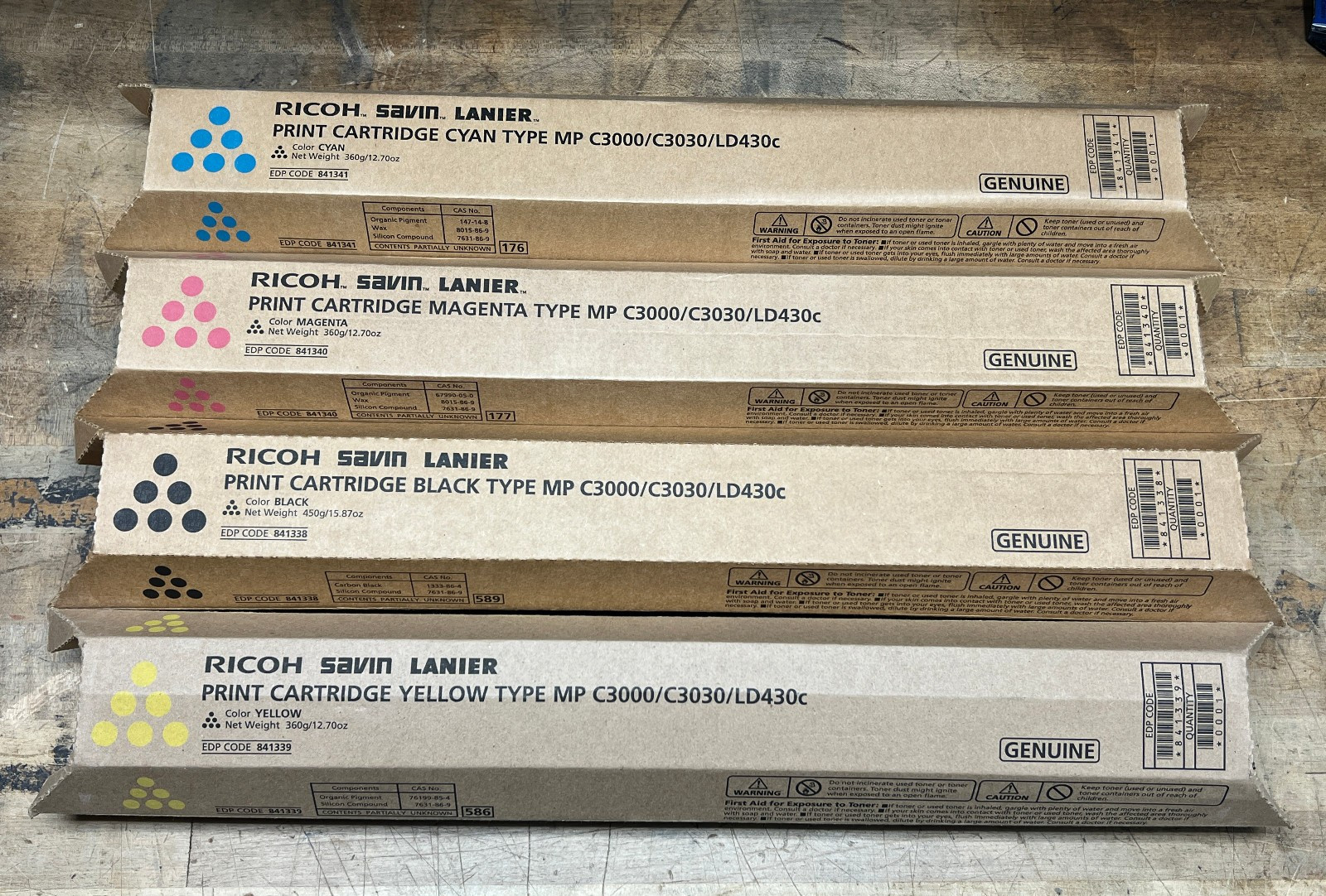 (Full Set) NEW OEM Ricoh CYMK MP C3000 Toner 841338 841339 841340 841341
