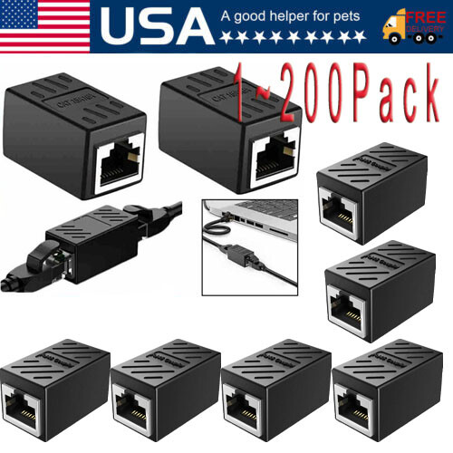 RJ45 Inline Coupler Cat6/Cat5e Ethernet Network Cable Extender Connector Lot