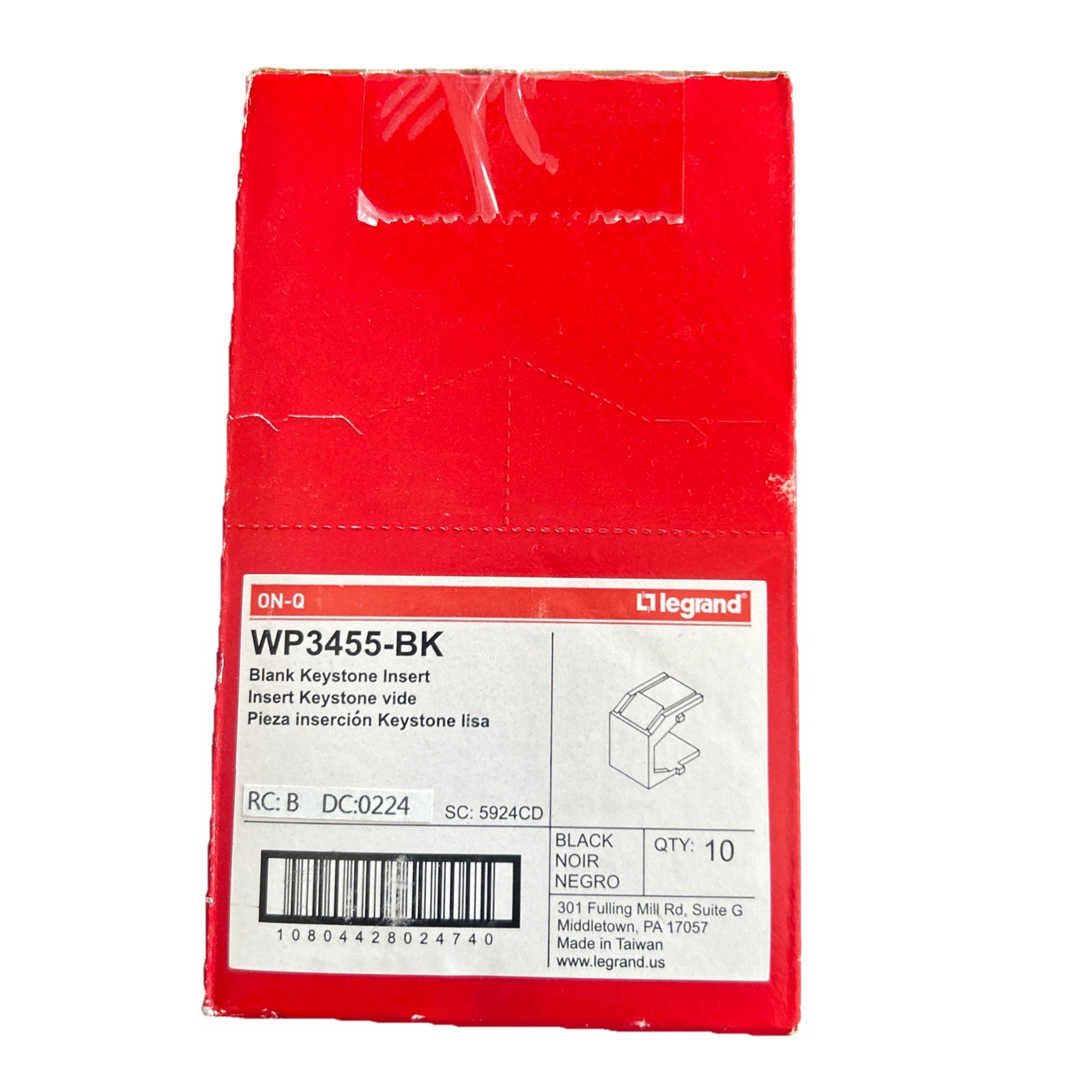 Box of 10 Legrand On-Q WP3455BK Blank Keystone Inserts Black 10-Pack – New