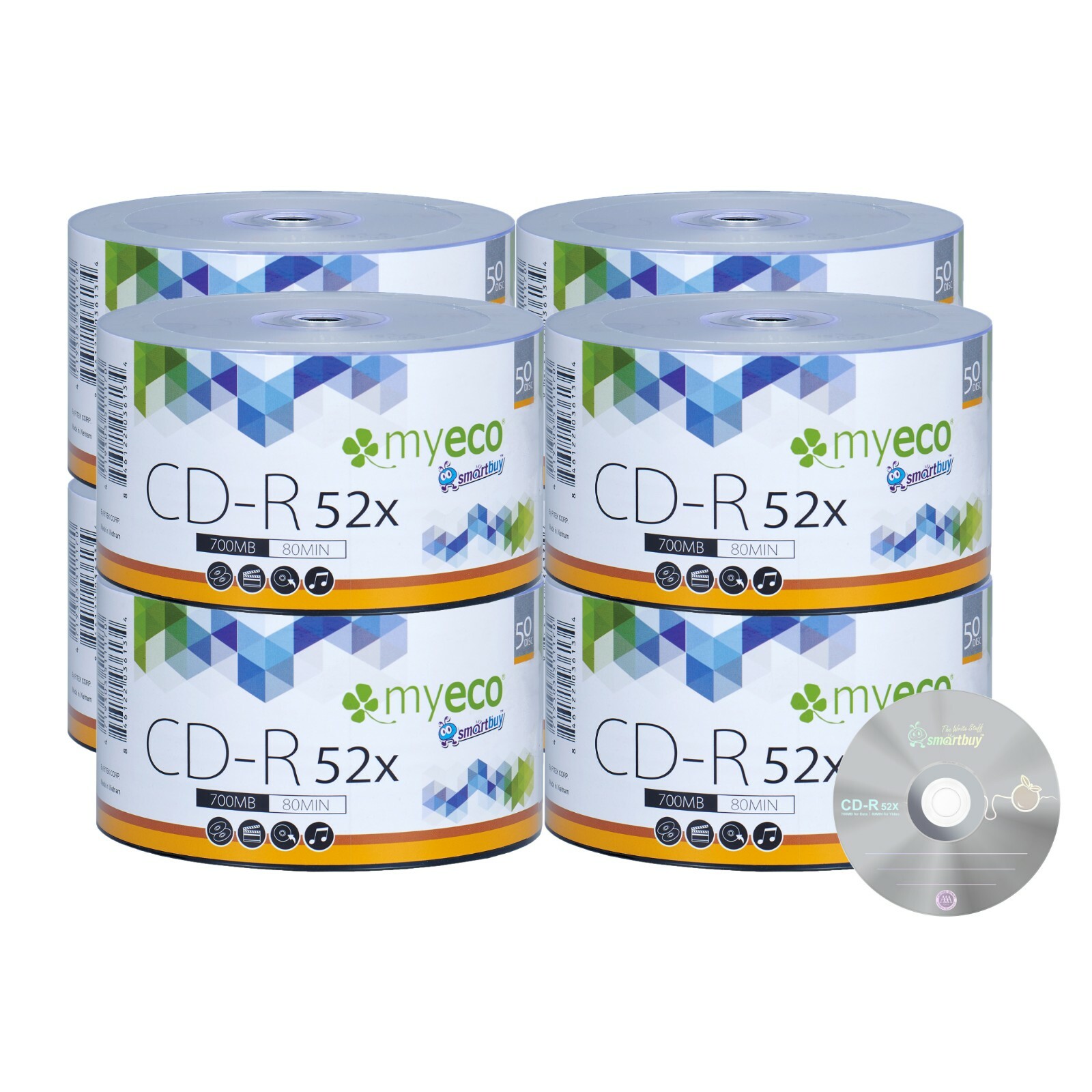 400 Pack MyEco CD-R CDR 52X 700MB 80Min Economy Logo Blank Recordable Media Disc