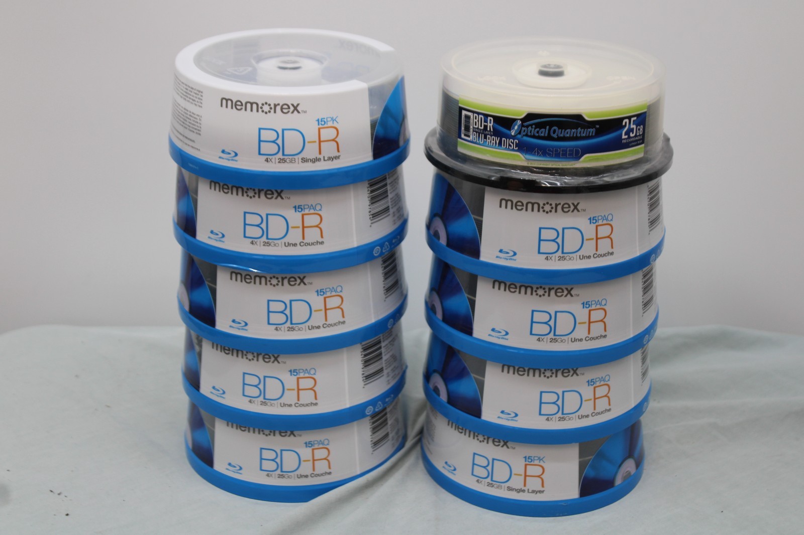 NEW 10X Memorex & Optical Quantam 15 Pack Blu-Ray Discs BD-R 4X 25GB 
