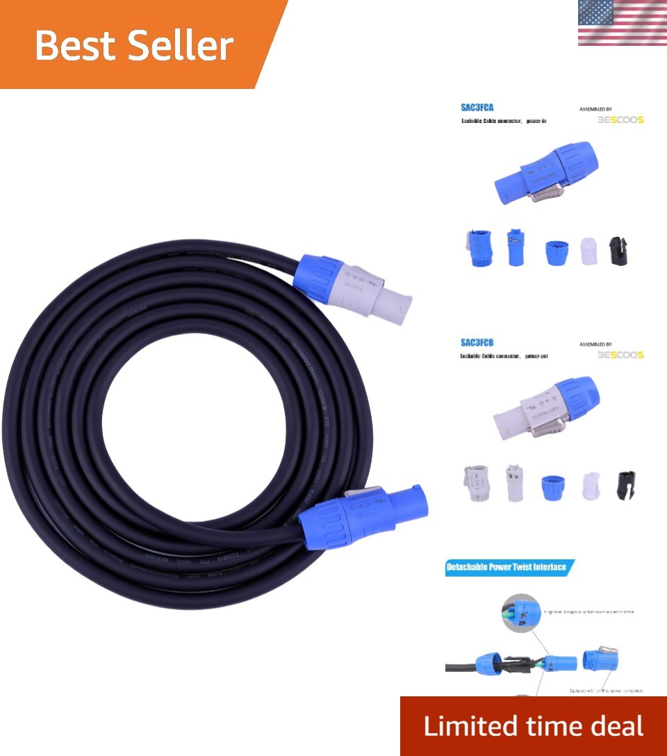 Toronce Hand-Built PowerCon Cable AC 14 AWG Power Cable for LED Screen Beam M...