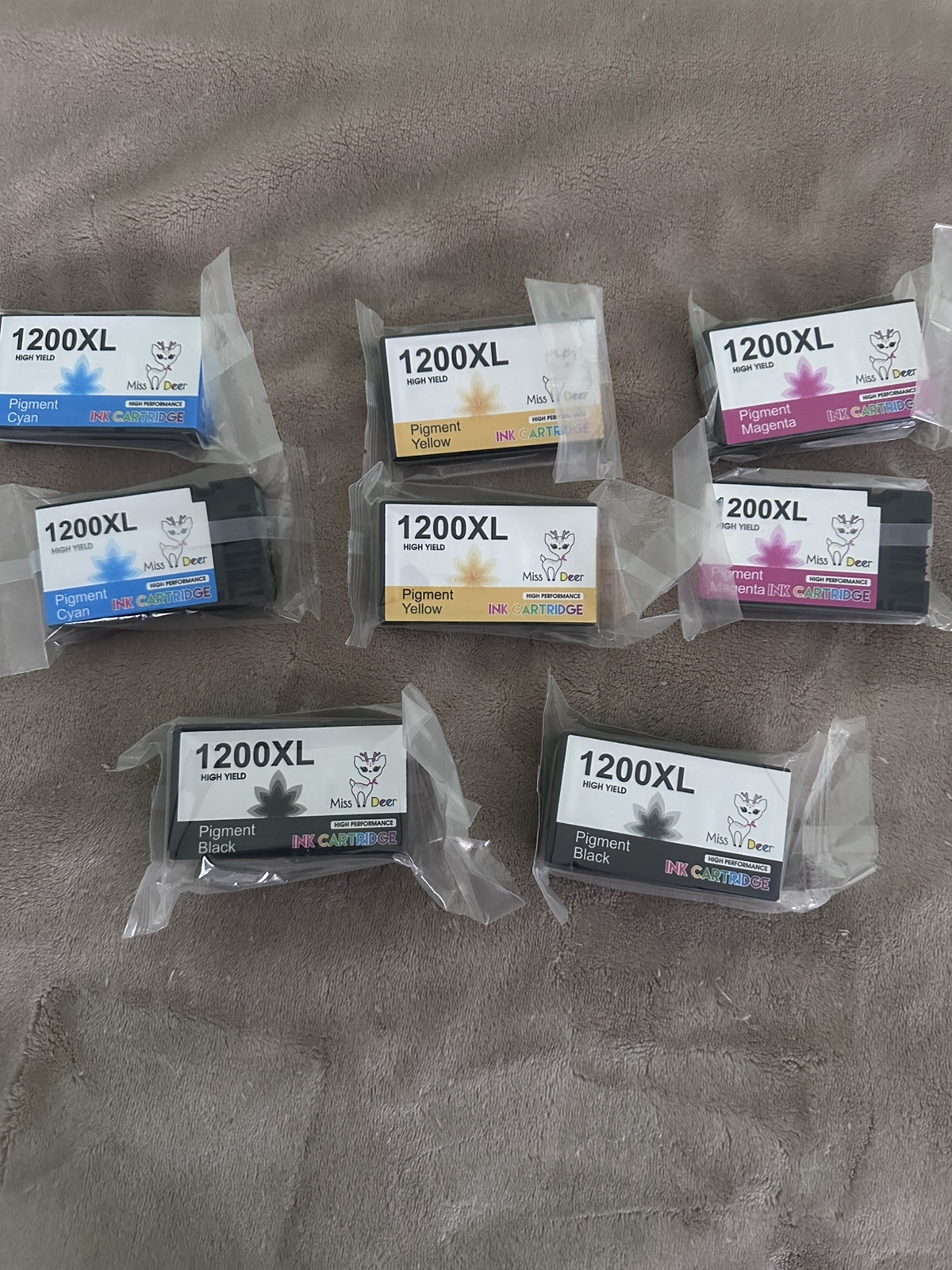 Miss Deer 1200XL Ink Cartridges 8 Pack Black Cyan Magenta Yellow Unopened New