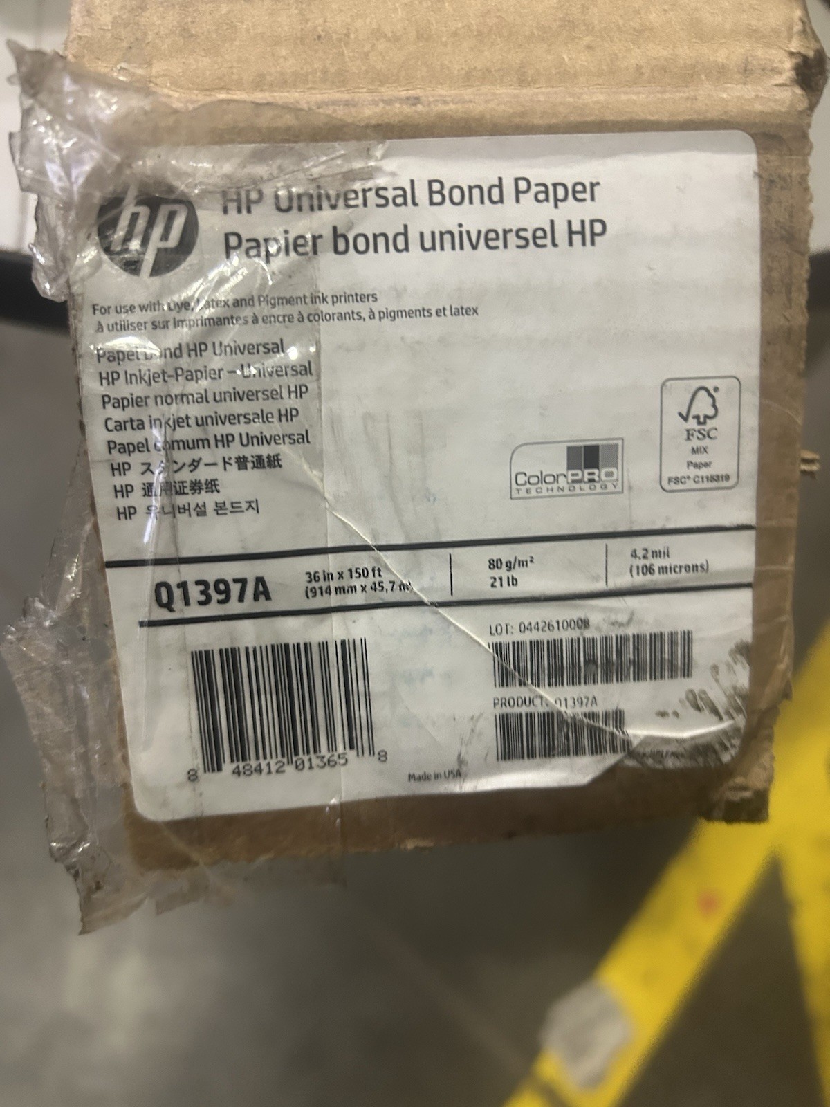 HEWLETT PACKARD HP Q1397A INKJET UNIVERSAL BOND PAPER 36" X 150' new open box