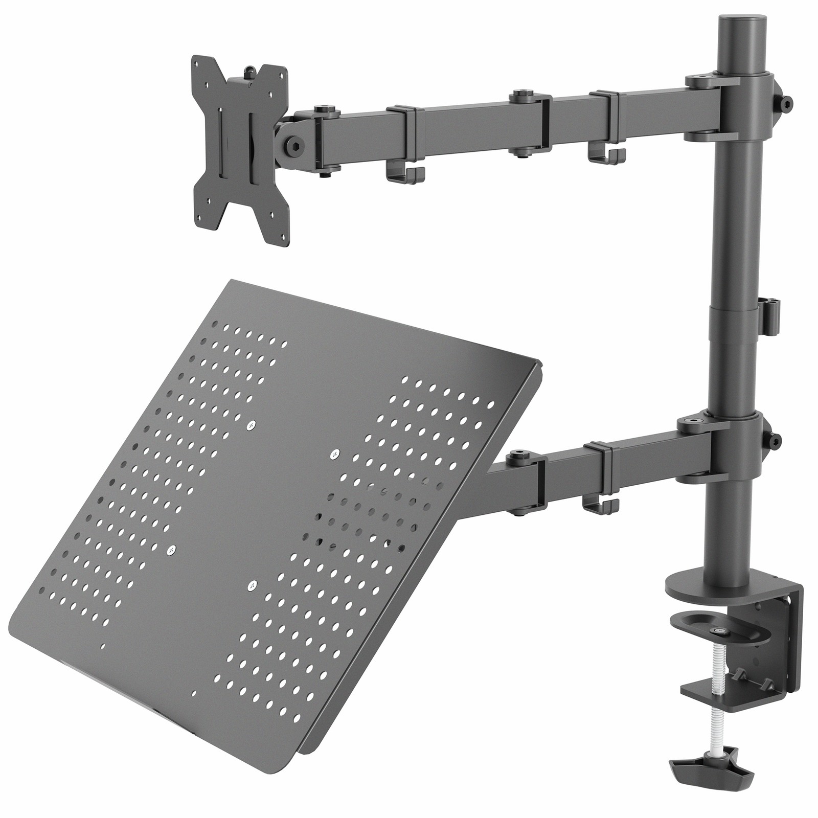 VIVO Laptop & Monitor Desk Mount Stand Black Adjustable fits 1 Screen up to 32"
