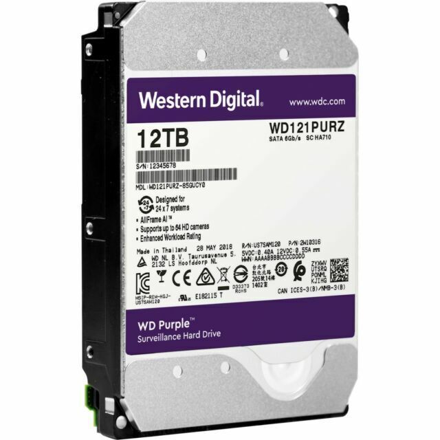 Western Digital WD121PURZ Purple Surveillance 12TB Hard Disk Drive