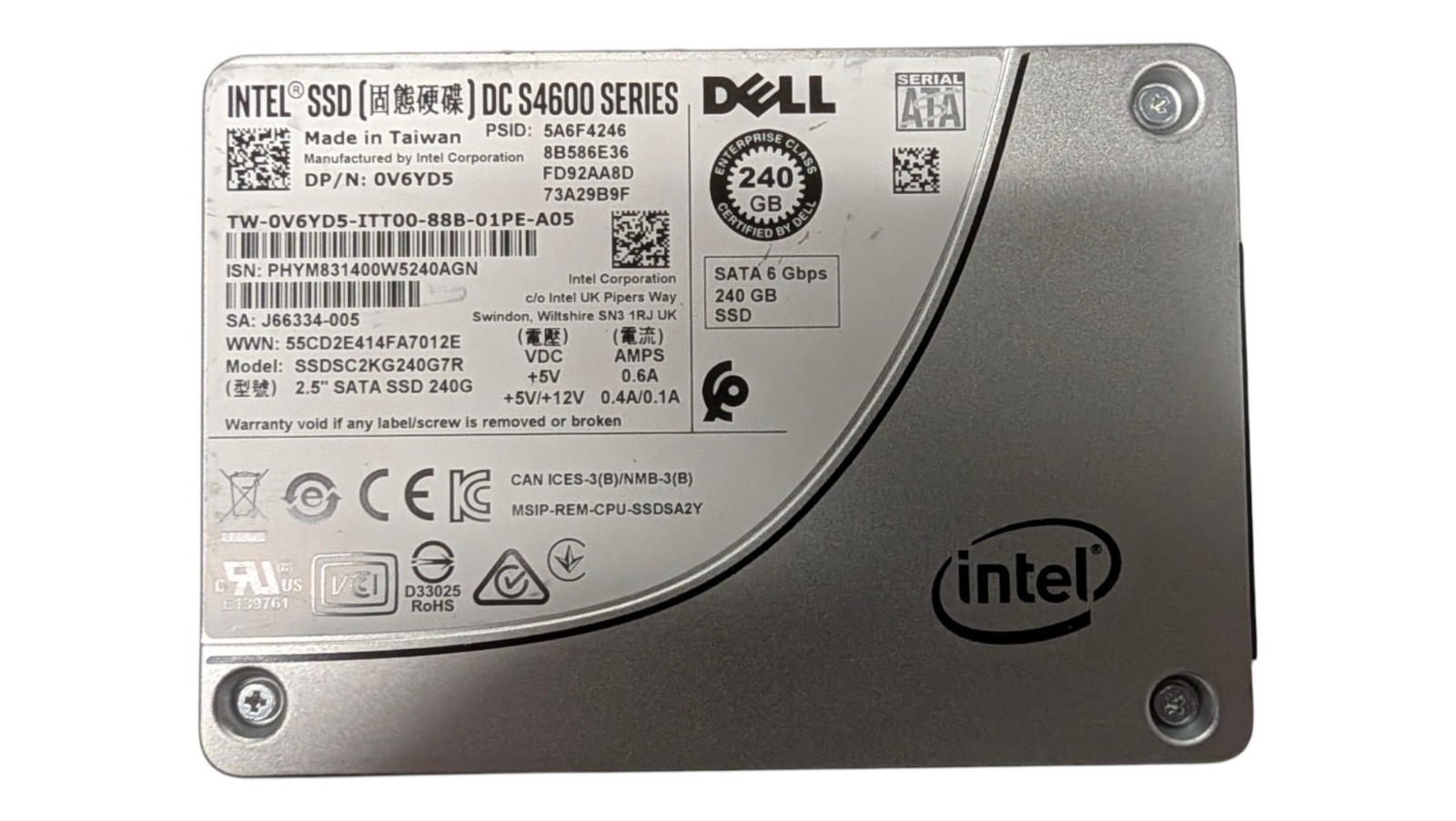 Intel DC 4600 Series 240GB SATA SSD - SSDSC2KG240G7R