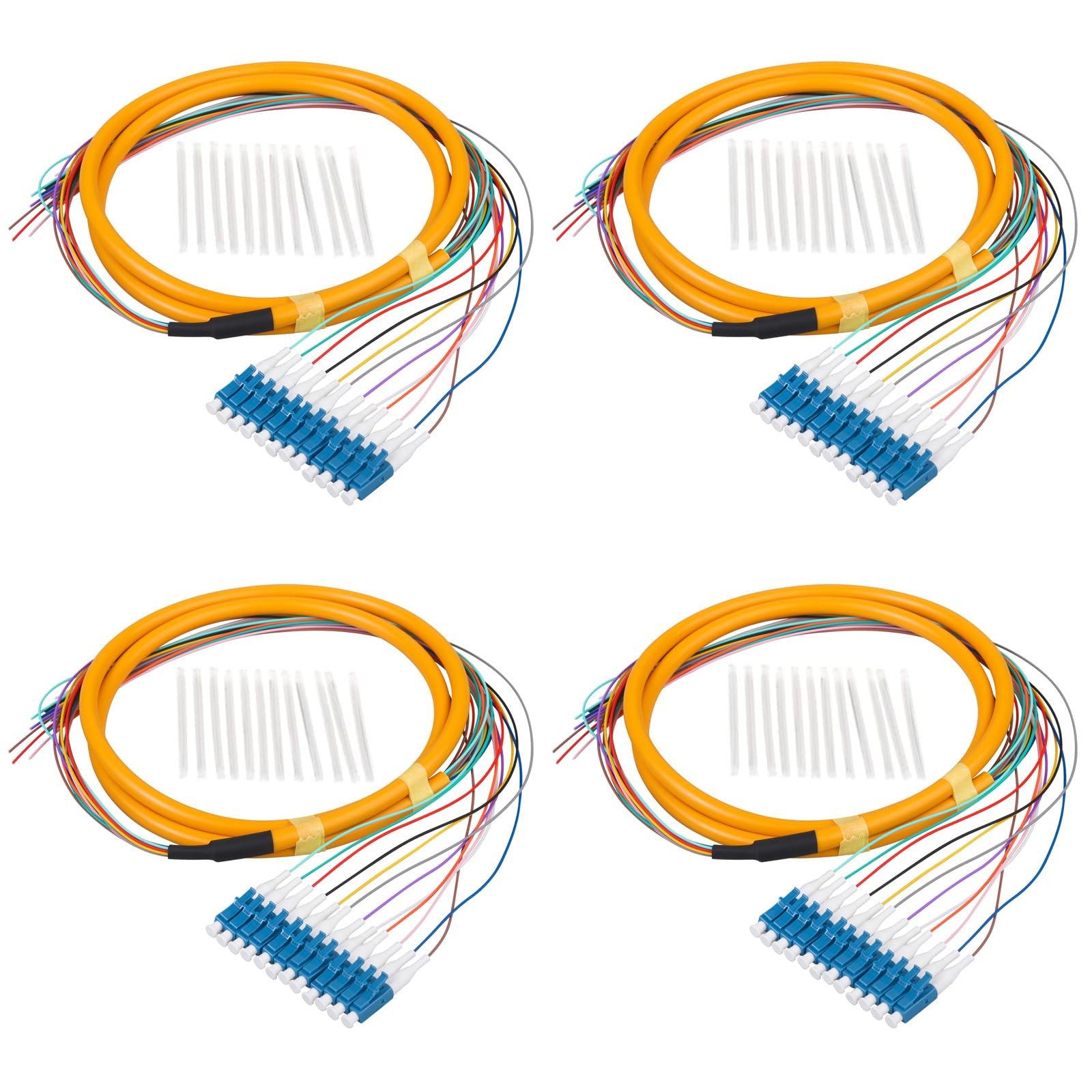 4 PCS LC/UPC Fiber Optic Pigtail 12 Strand SingleMode 9/125 Cord 1.2m