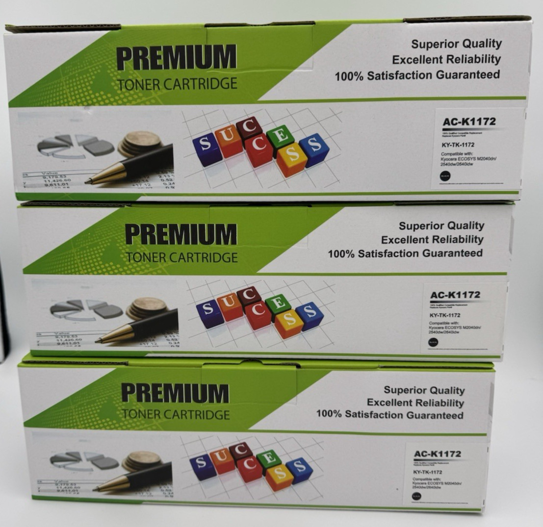 3PK Premium Toner Cartridges AC-K1172 4 Kyocera ECOSYS M2040dn M2540dw M2640idw
