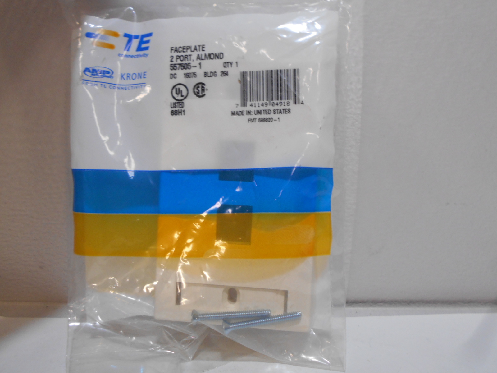 Lot of 2  AMP Netconnect Almond 2-port Faceplates Fiber Optic
