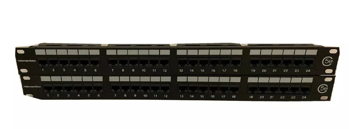 Lot Of 2 Pre Owned HellermannTyton PP110C5E24 CAT5E 24 Port 110 Universal Panel