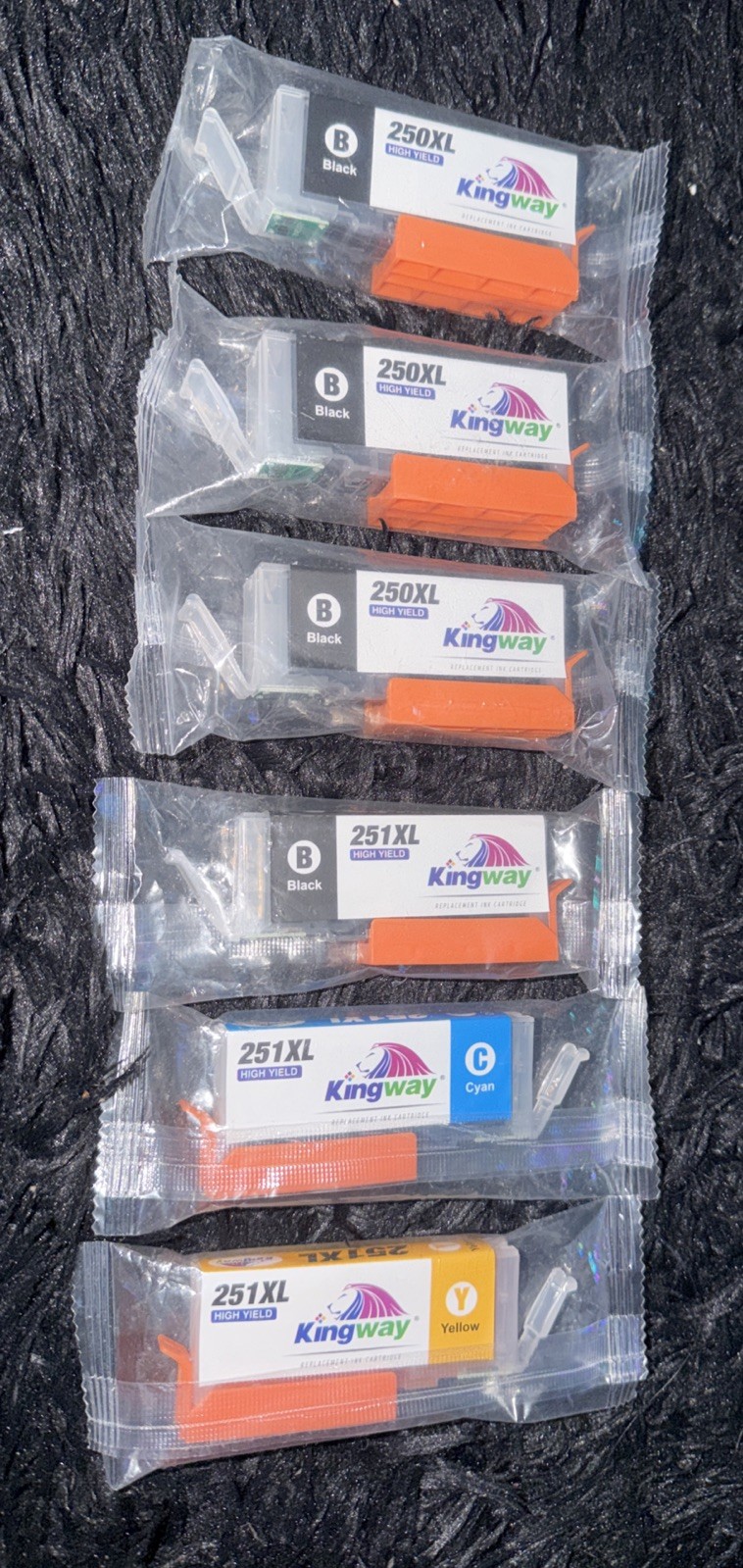 (6-Pk) Kingway Ink Cartridges Multi-Color Compatible For 250XL/CC 251XL