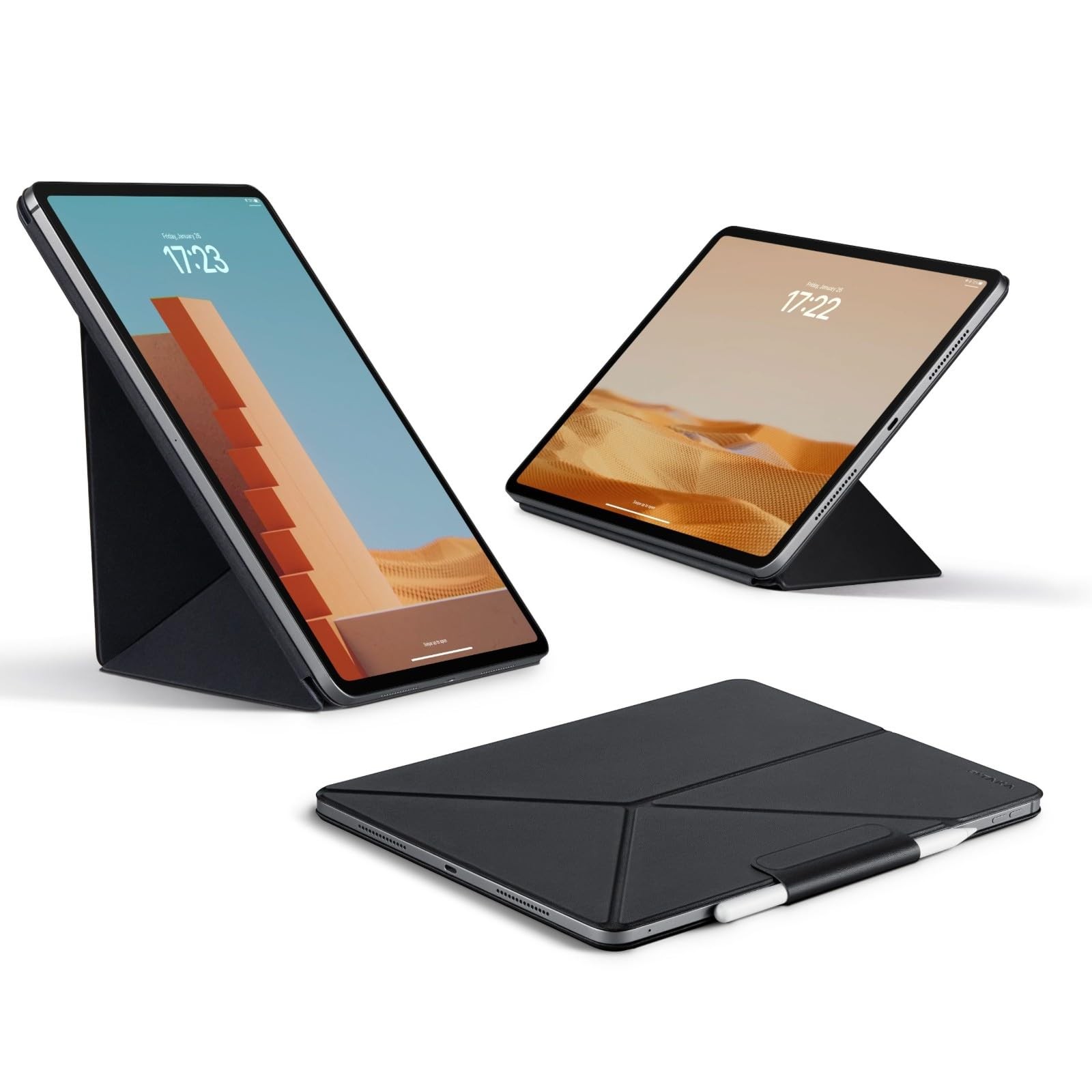 PITAKA for iPad Air 11 Inch Case M4/M3/M2, 4 Intuitive Angles, Folio2Black
