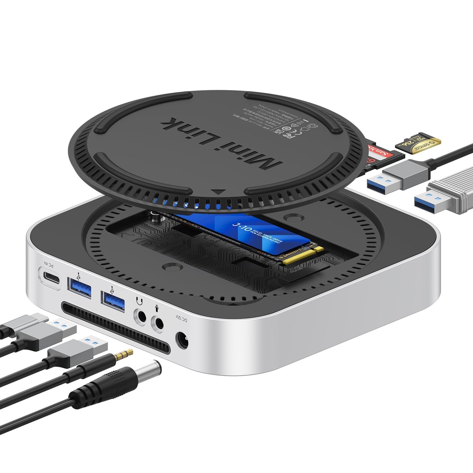 ORICO MiniLink Mac mini USB Hub Compatibility with NVME/SATA M.2 SSD Enclosur...
