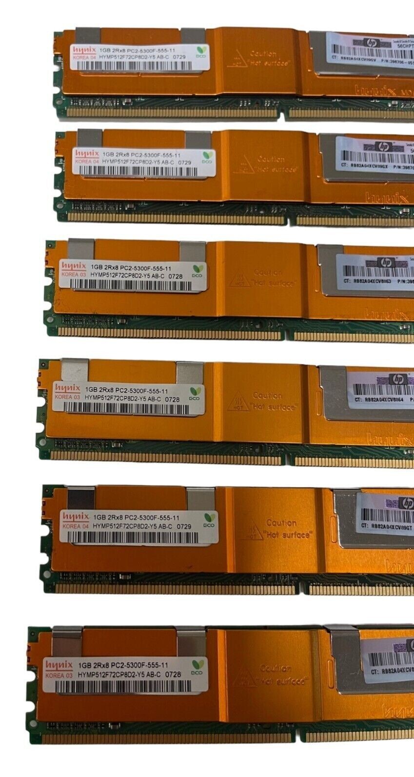 12GB (1GB 6 PCS) 2Rx8 PC2-5300F-555-11 Server Memory HP 398706-051,