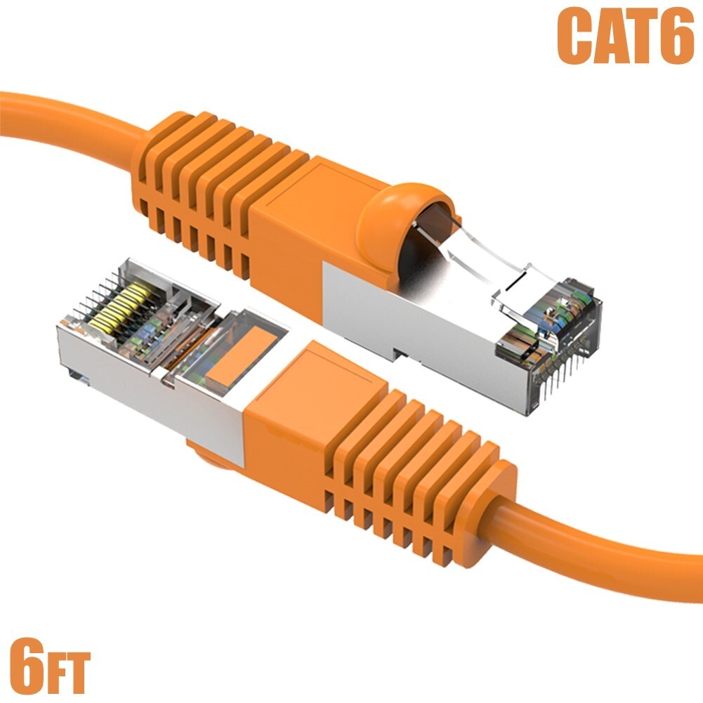 6FT Cat6 RJ45 Network Ethernet Router SSTP Shielded Patch Cable 26AWG Orange