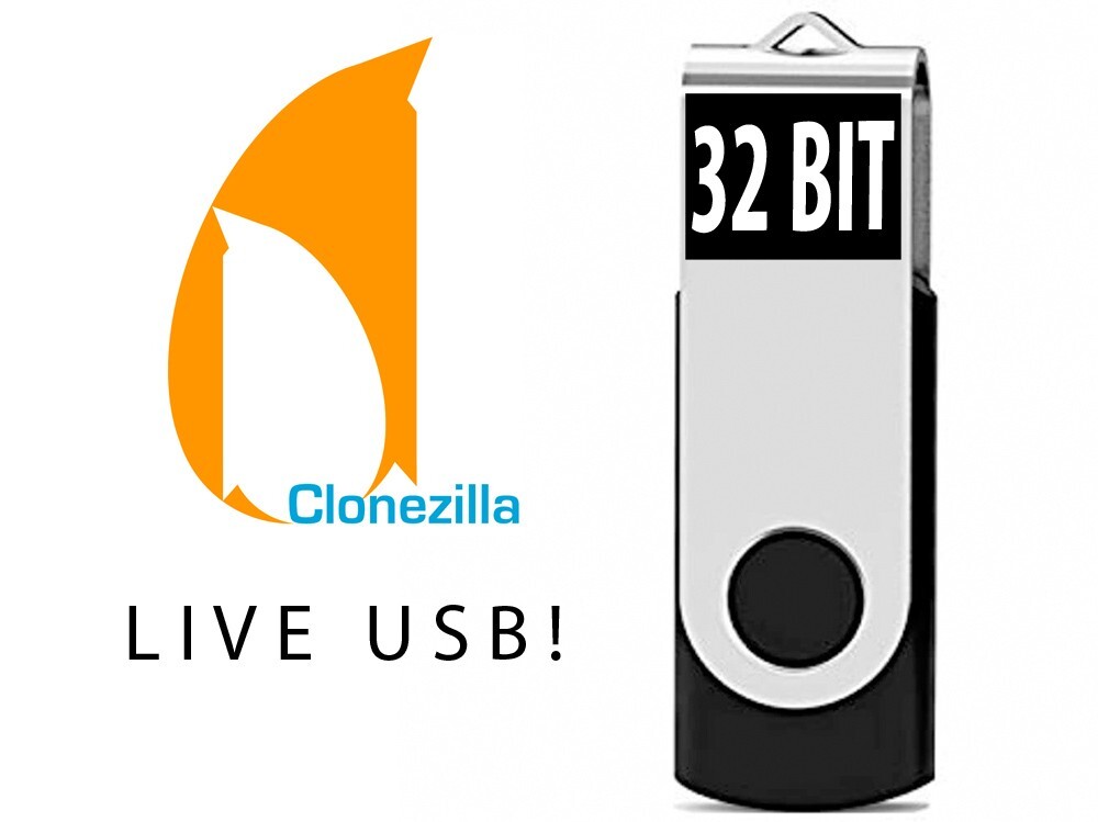Clonezilla 32 bit Bootable USB Live Linux Essential Tools Clone Drives Backup 