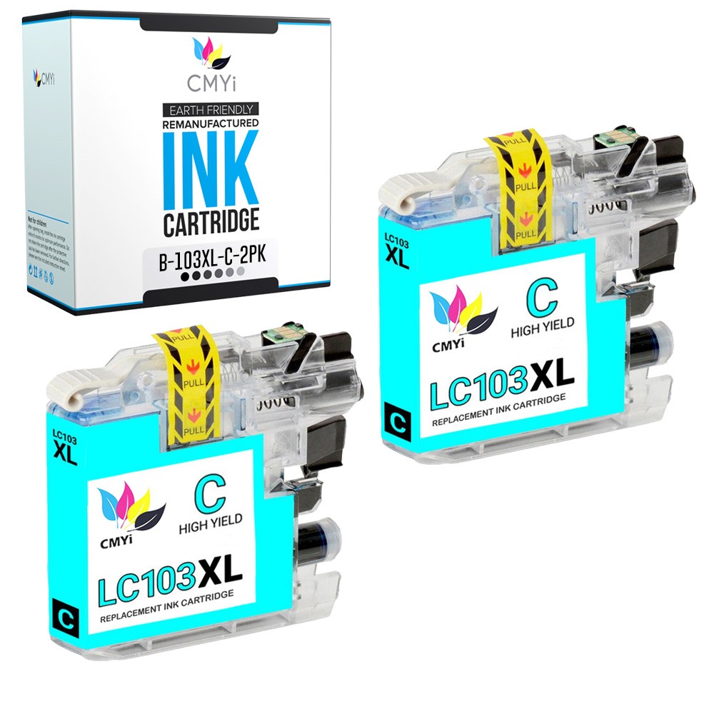 2-PK Compatible LC103XL Cyan Ink Cartridge fits Brother MFC J285DW J4510DW
