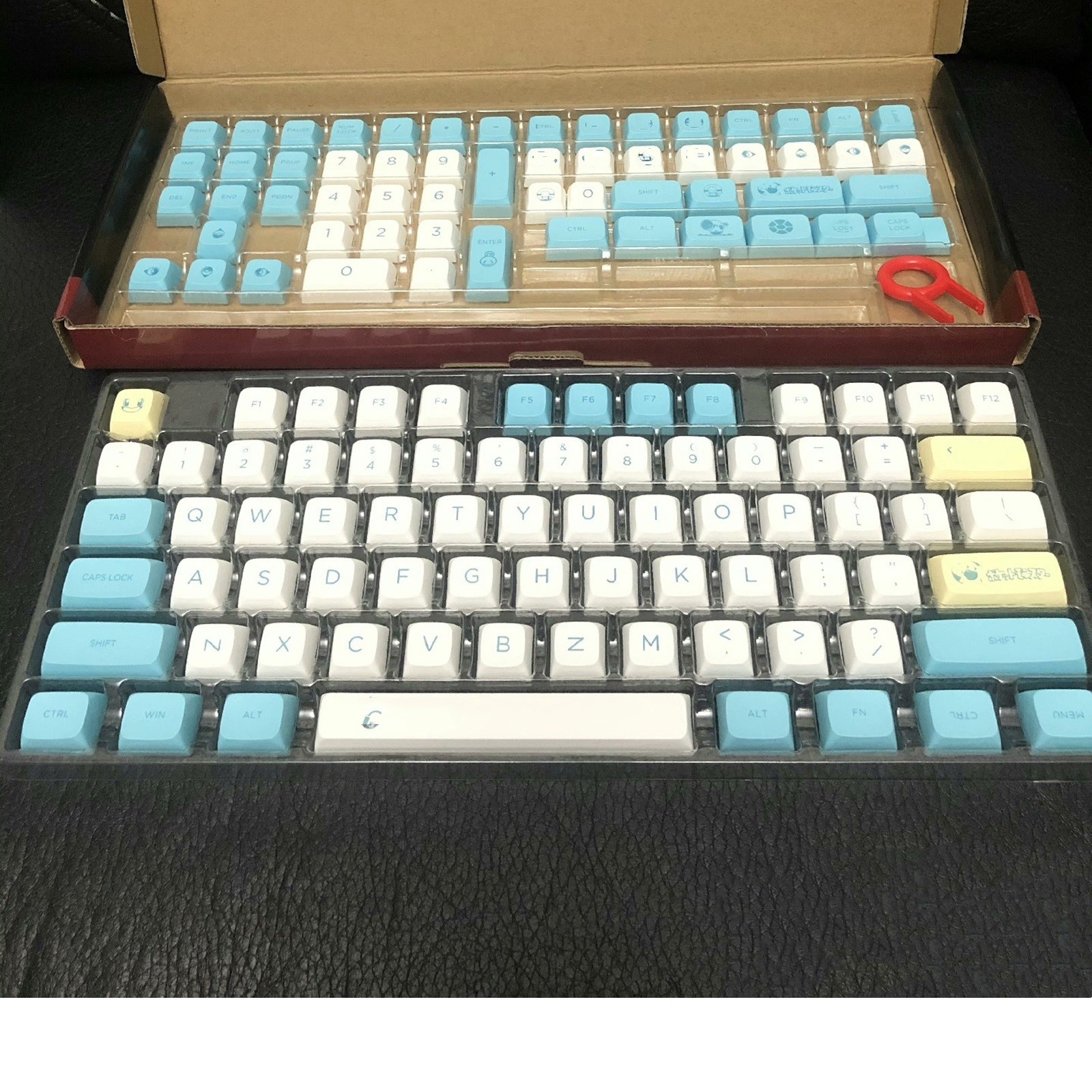 Blue White 132 Keys Set Space Key Length 118MM Key Caps Set Keycaps XDA Height