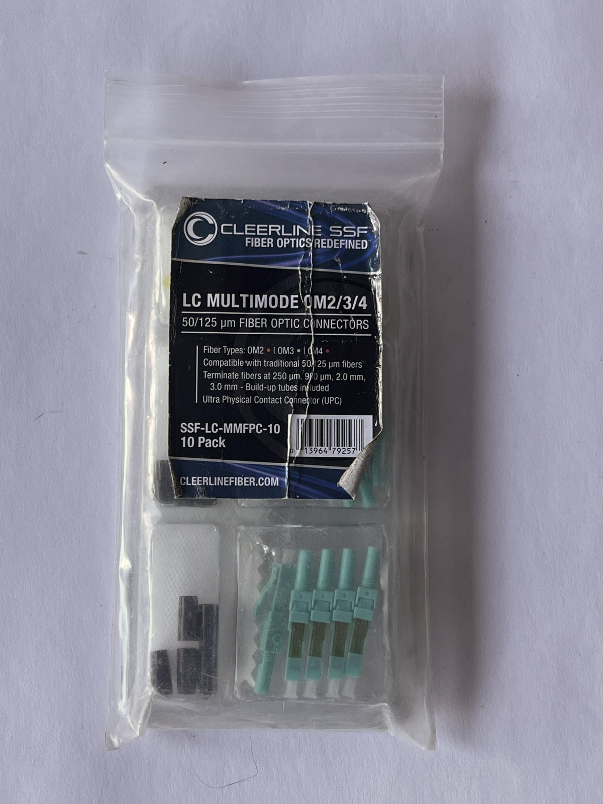 CLEERLINE SSF-LC-MMFPC-10 SSF LC/UPC CONNECTORS, MM (OM3-4) 50/125 MICROMETER