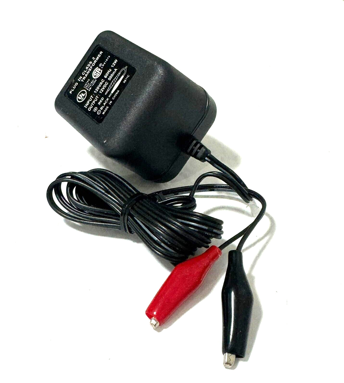 Plug in Class 2 Transformer Adapter Power Supply 12V w/Alligator Clip