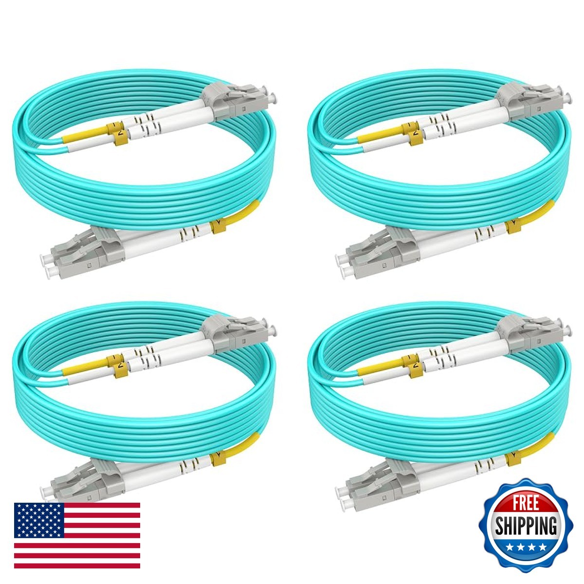RamboCables OM3 Multimode LC Fiber Patch Cable 26ft 8m 4Pack