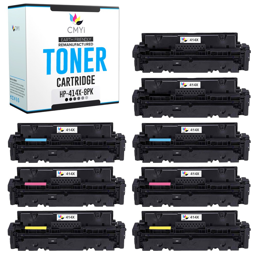 8-Pack CMYi Replacement 414X Printer Cartridges for HP Color LaserJet Pro M454dw