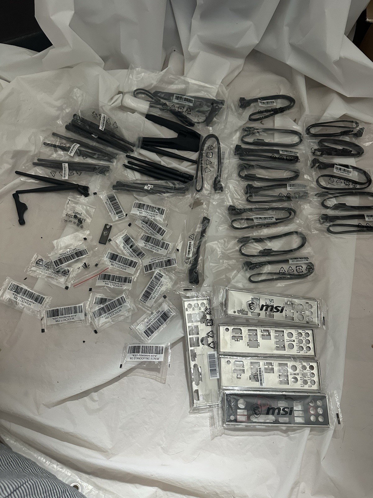 Huge MSI Lot Of Parts. All Brand New Antennas, Lockers, Screws, Thumb Drive M2