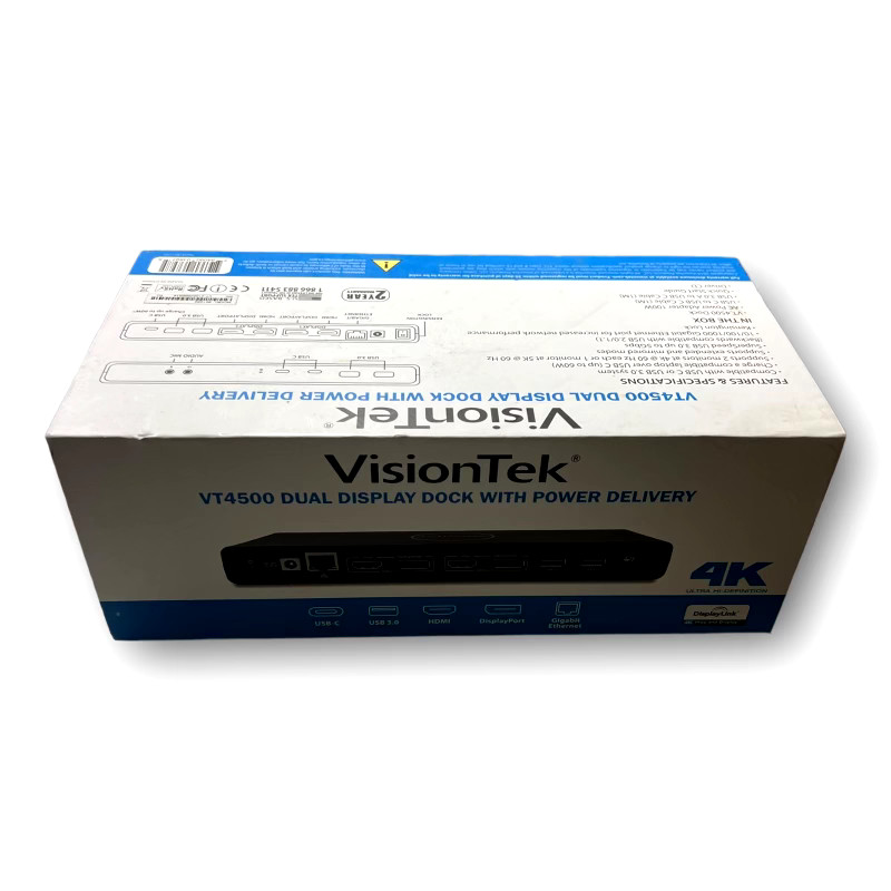 VisionTek VT4500 Dual Display 4K USB 3.0 and USB-C Docking Station with Power