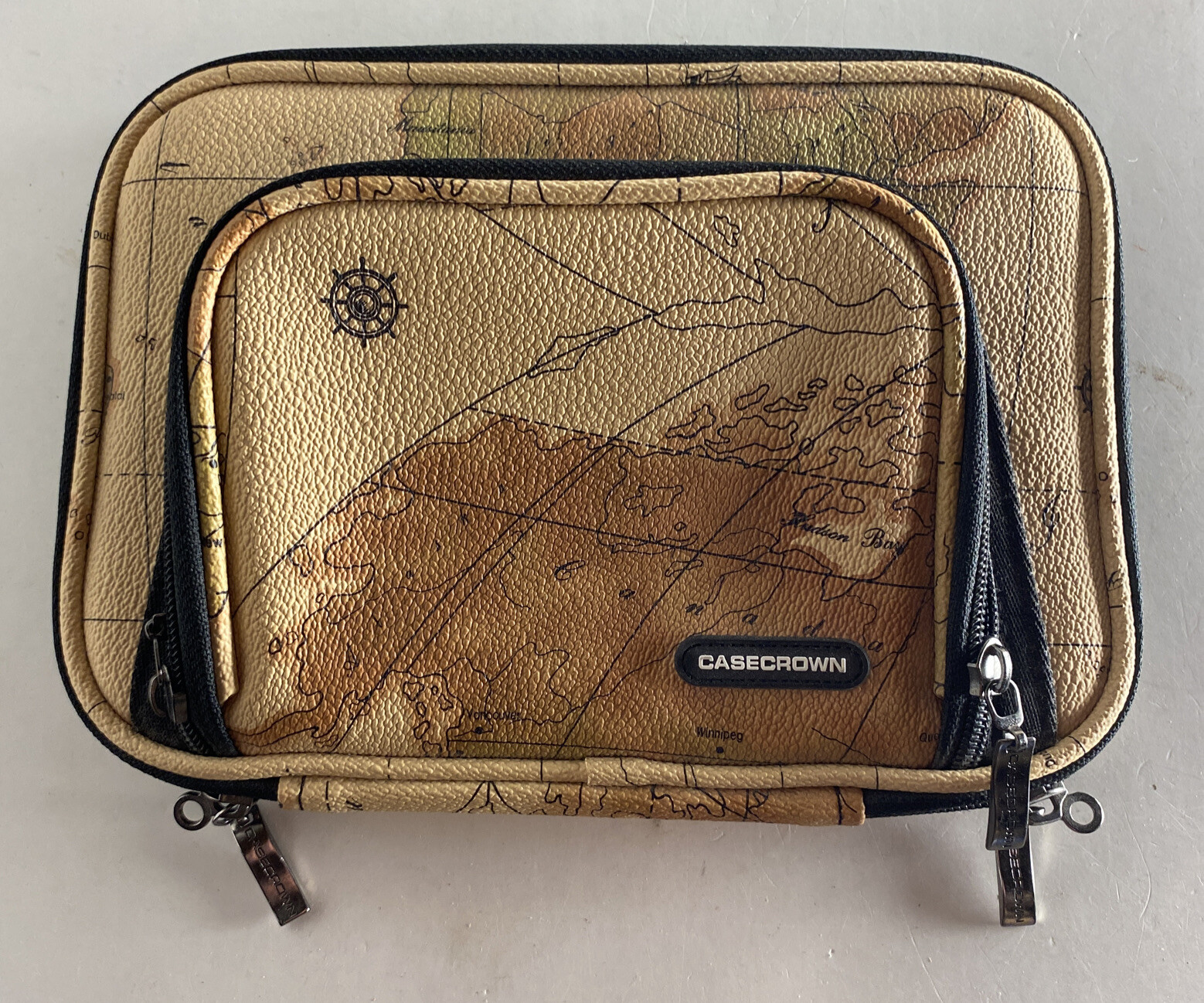 CaseCrown Zipped Padded Tablet Case With Map/Atlas Design 9’T x 7’W