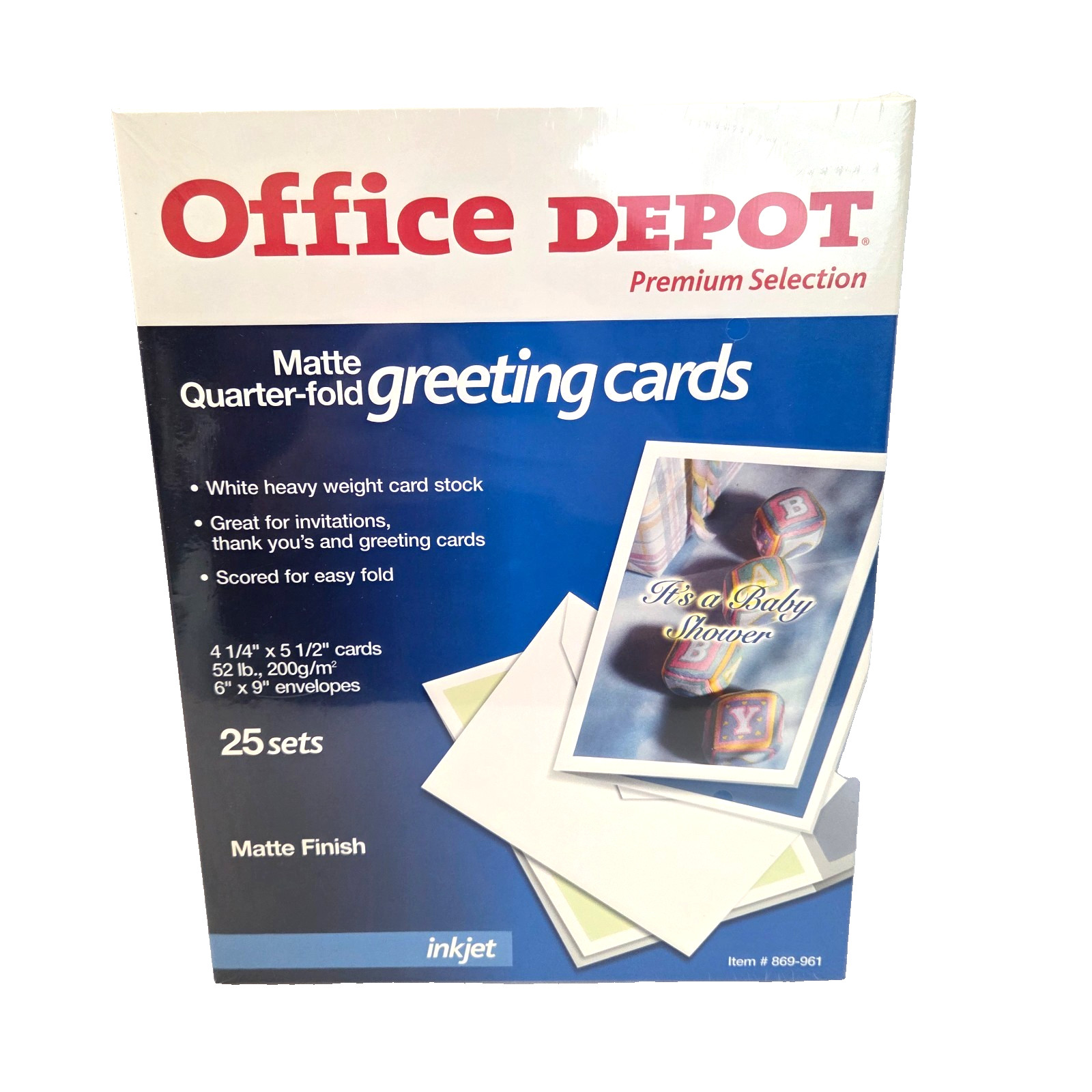 Office Depot Matte Quarter-Fold Greeting Card Kit 25 Sets Inkjet 869-961 NWT New