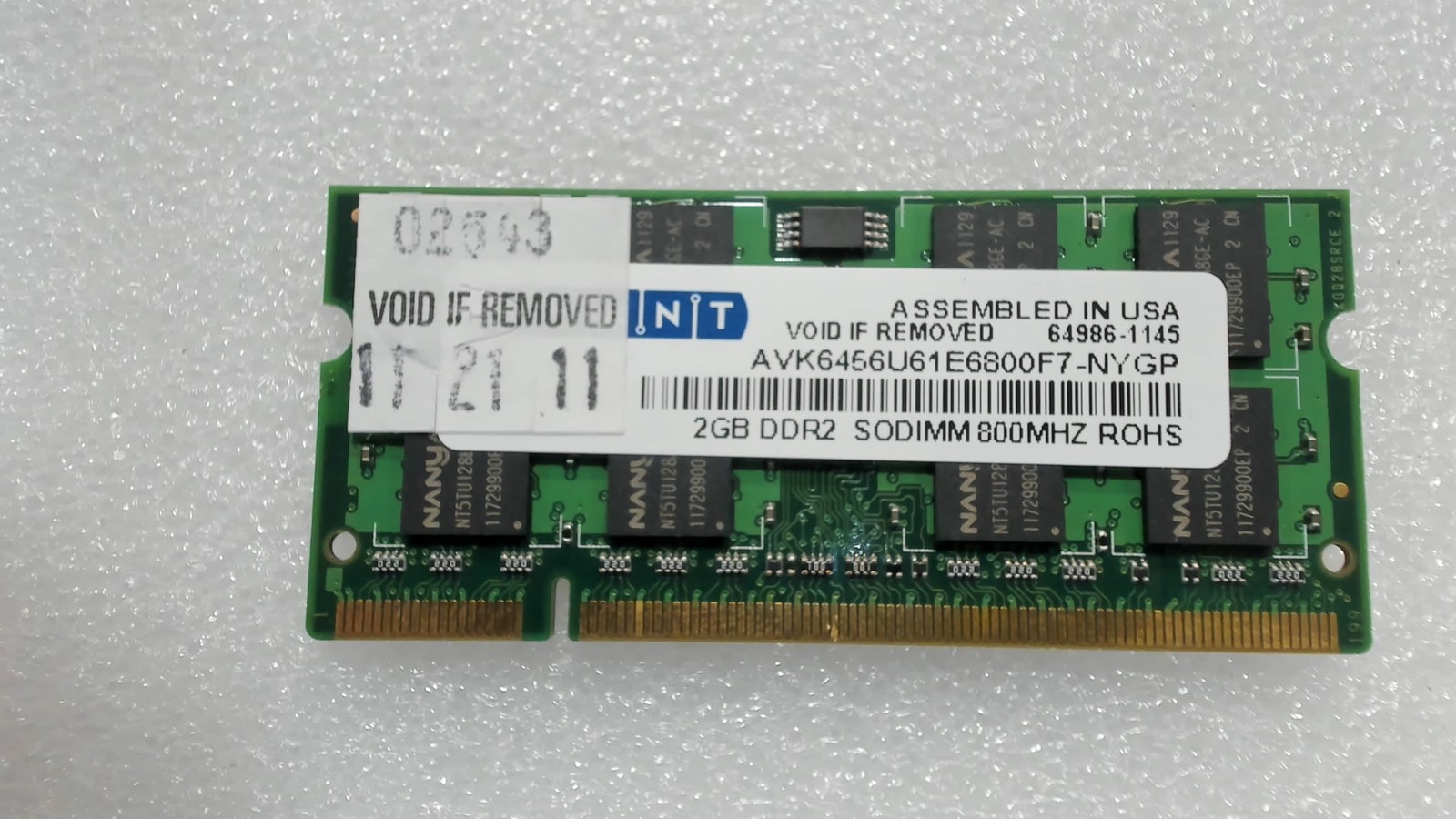 Avant 2GB PC2-800 SODIMM Non-ECC DDR2 Laptop Memory Module