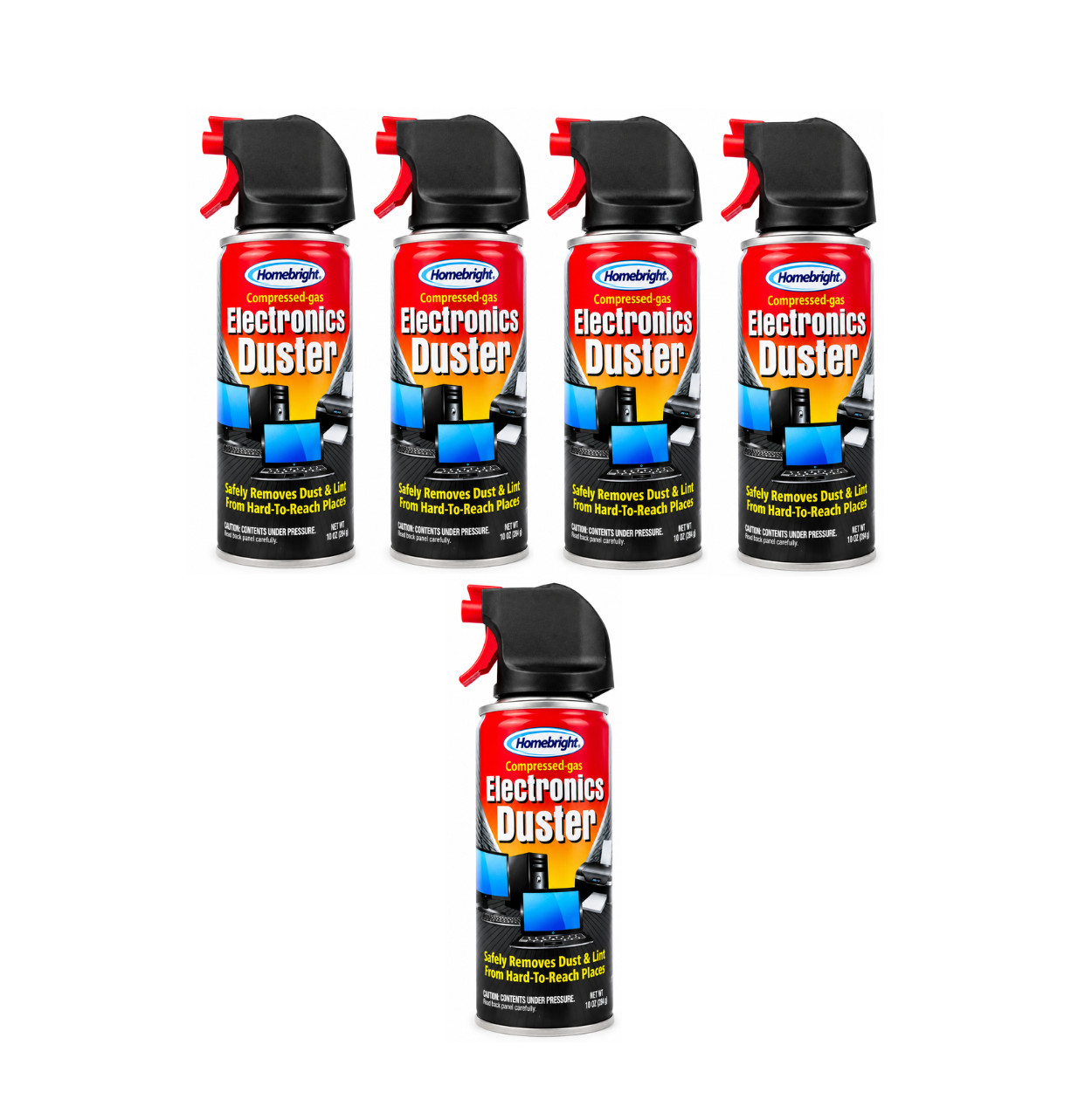 Homebright Electronics Duster 10 oz 5-Pack Compressed Gas Dust Remover