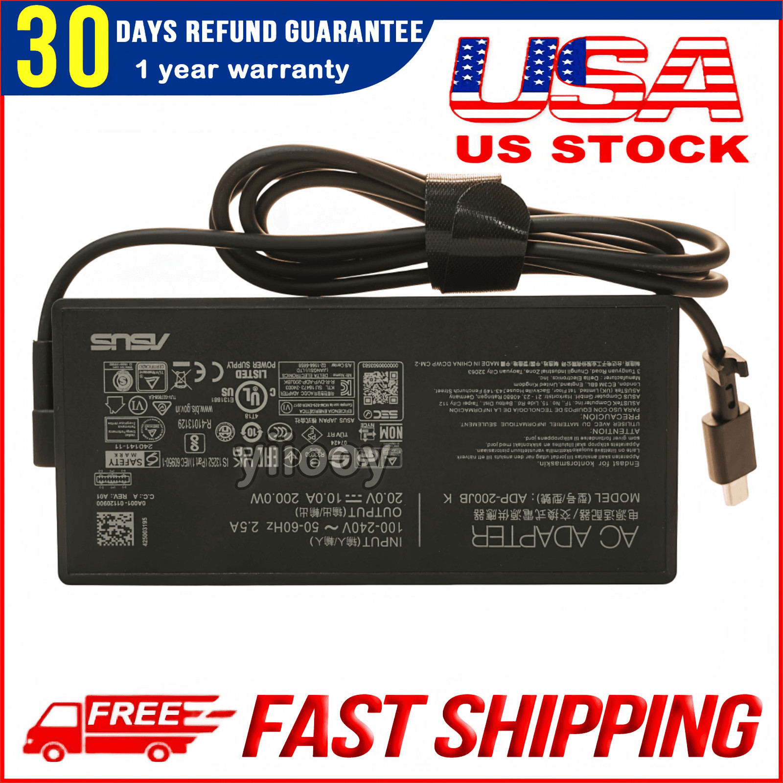 Genuine ADP-200JB K 200W USB-C Charger 20V 10A for ASUS TUF Gaming A14 FA401WV