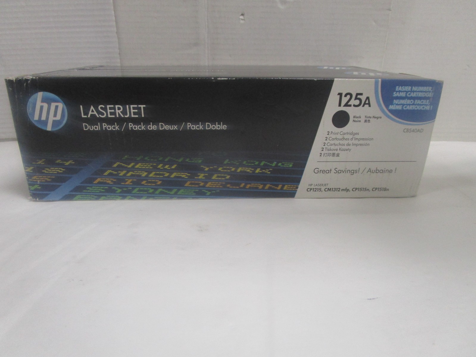 HP 125A Black CB540AD LaserJet Printer Toner Cartridges LOT OF 2 NEW SEALED