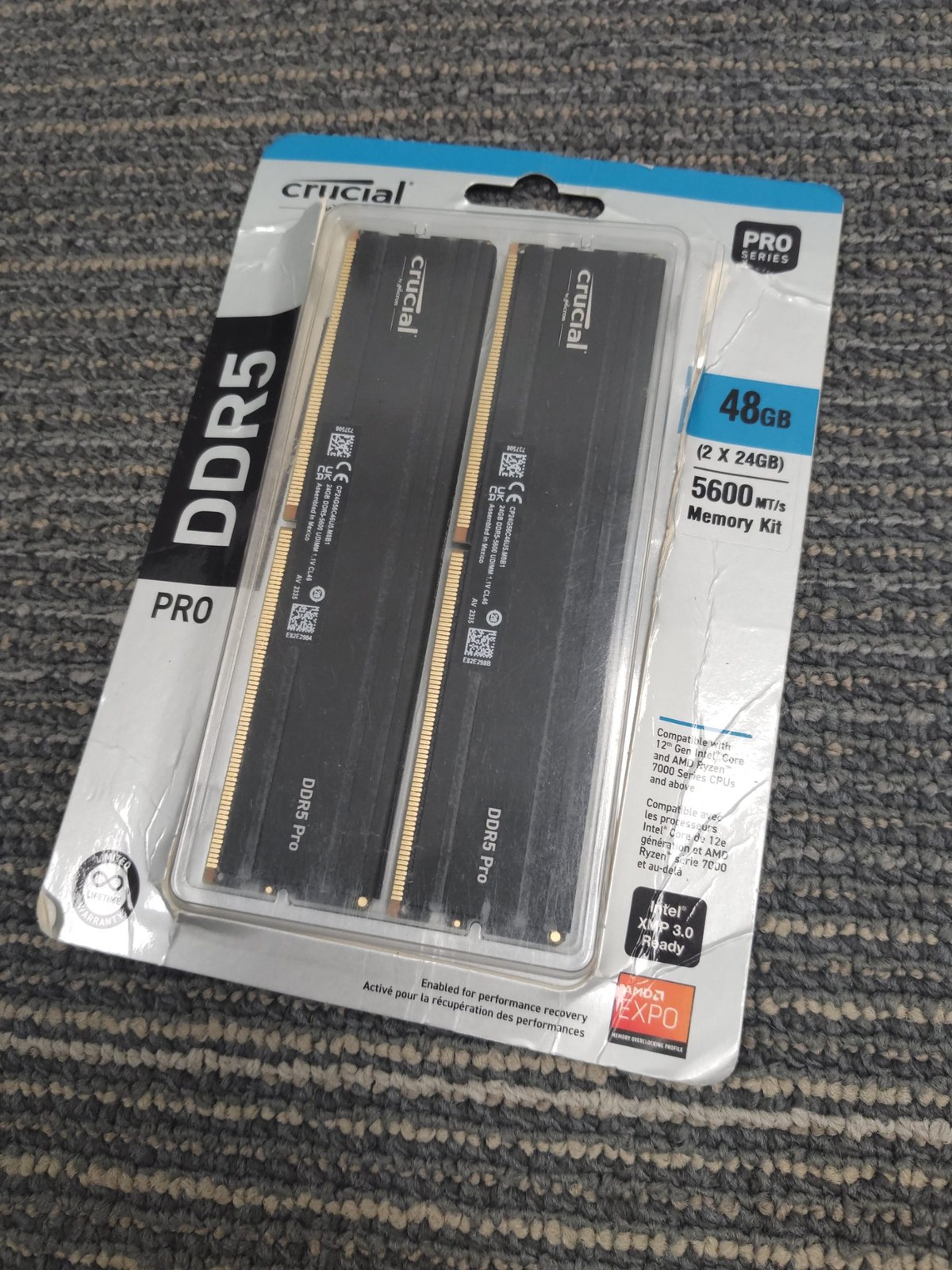 Crucial Pro CP2K24G56C46U5, 48 GB, 2 x 24 GB, DDR5, 5600 MHz, 288-pin DIMM Pro
