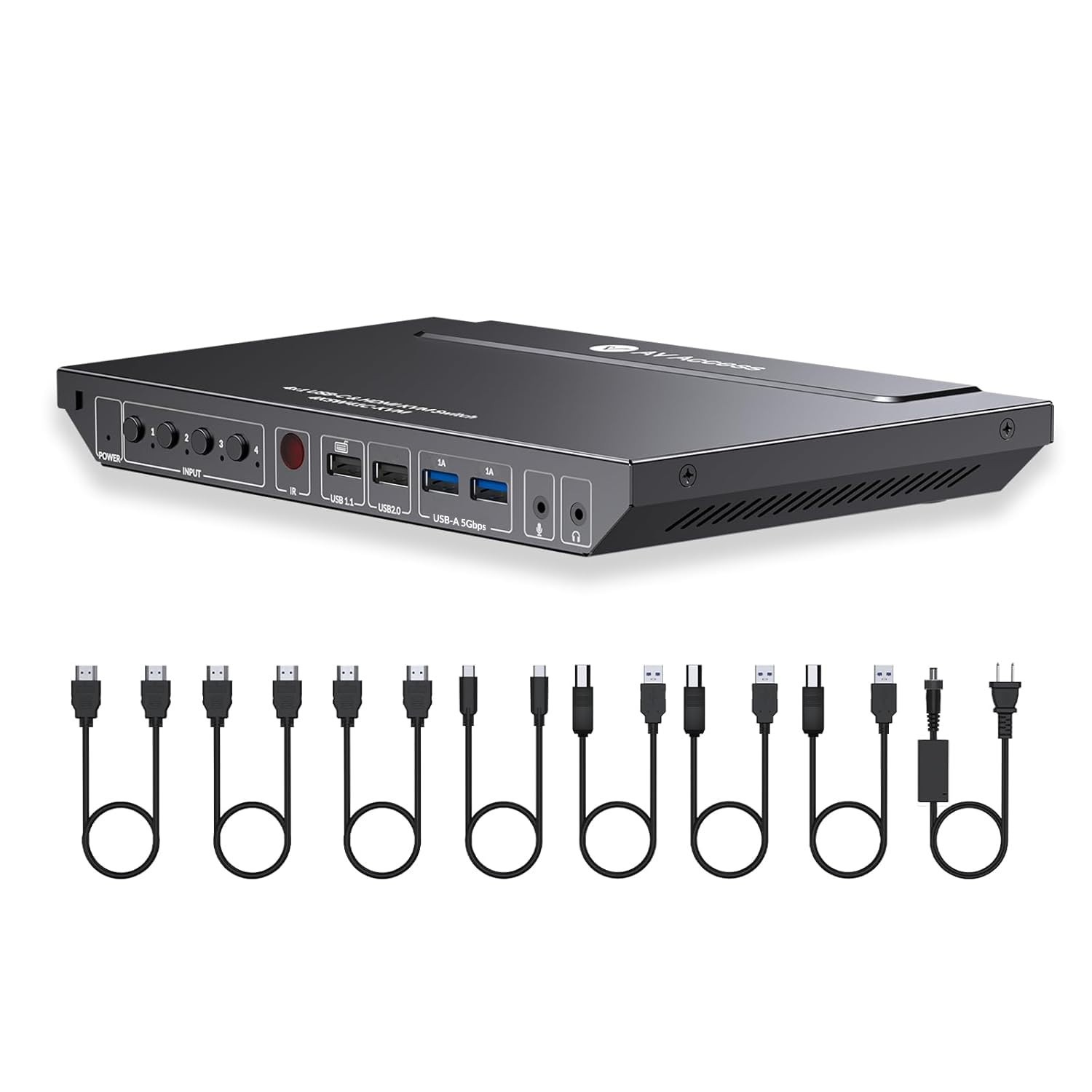 New - AV Access KVM Switch 1 Monitor 4 Computers (3 Desktops & 1 Laptop), USB C 