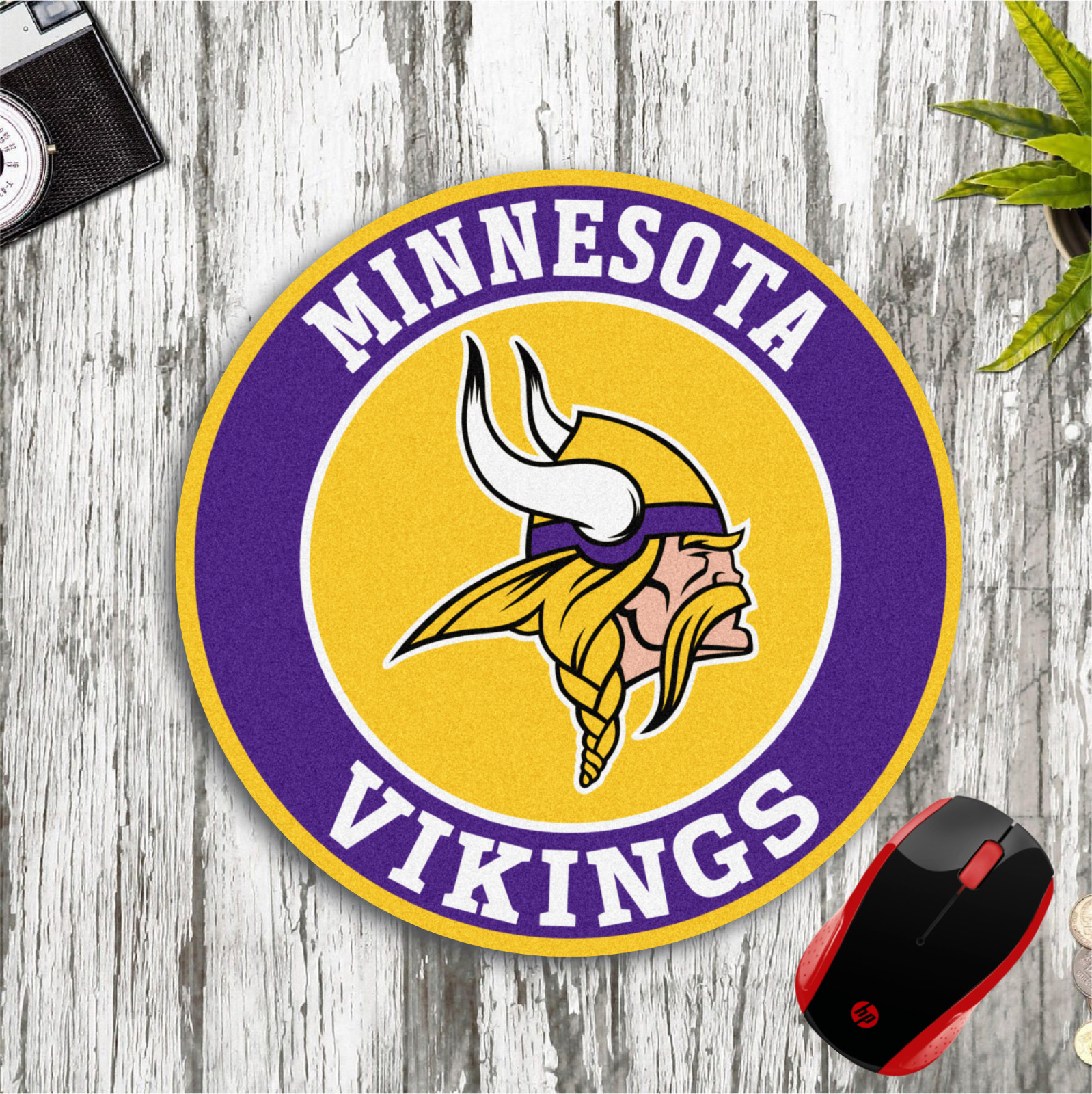 MINNESOTA VIKINGS CUSTOM ROUND NEOPRENE MOUSEPAD DESK MAT SCHOOL HOME OFFICE