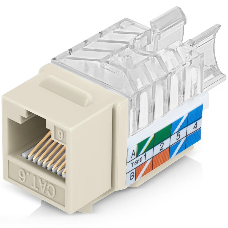 Everest 45 Angled RJ45 Cat6 Keystone Jacks 50-Pack in White Slim Profile Female